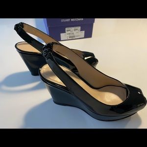 Stuart Weitzman (NEW) Black Patent Leather Wedges Size 5
